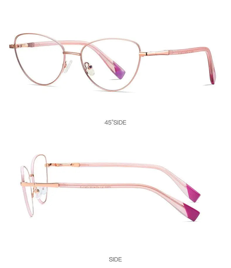 Women's Cat Eye Full Rim Alloy Prescription Glasses 3020 — view 14 | Rx Spectacle
