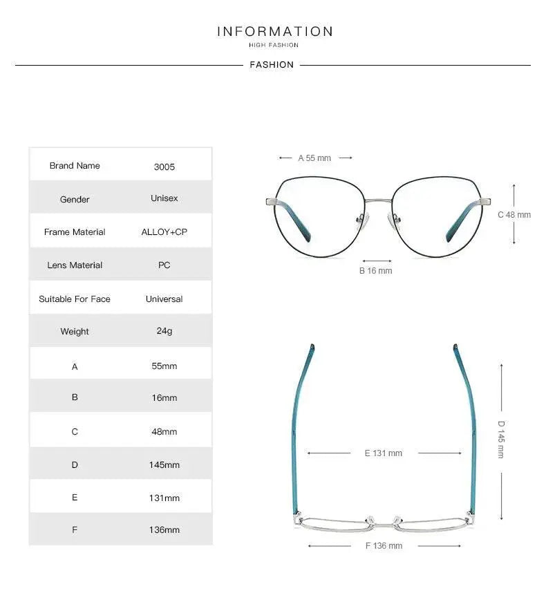 Women's Oval Full Rim TR90 Prescription Glasses 3005 — view 13 | Rx Spectacle