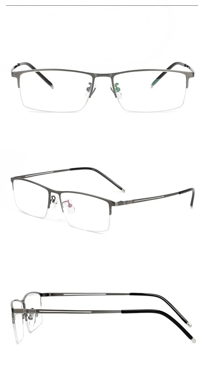 Men's Square Semi-Rimless Titanium Prescription Glasses Ej8606 — view 17 | Rx Spectacle
