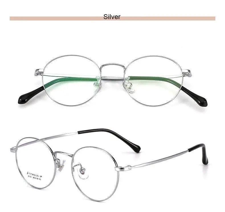 Unisex Round Full Rim Titanium Prescription Glasses 8123 — view 17 | Rx Spectacle