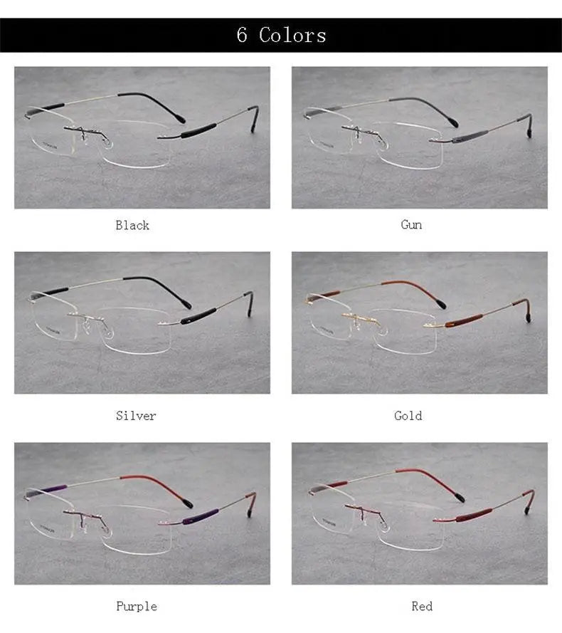 Unisex Rectangular Rimless Titanium Prescription Glasses 3125 — view 13 | Rx Spectacle