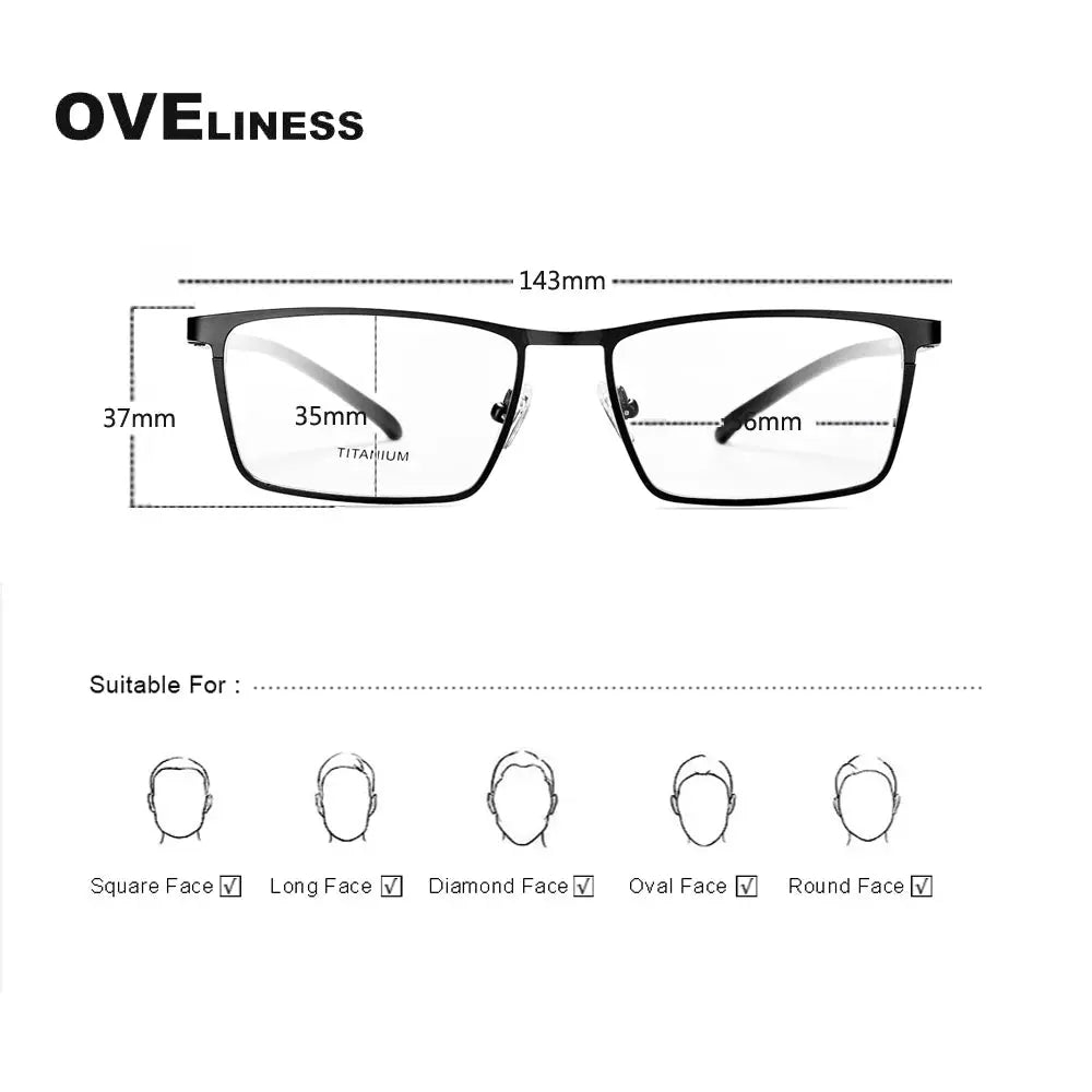 Men's Square Full Rim Titanium Prescription Glasses 89865 — view 3 | Rx Spectacle