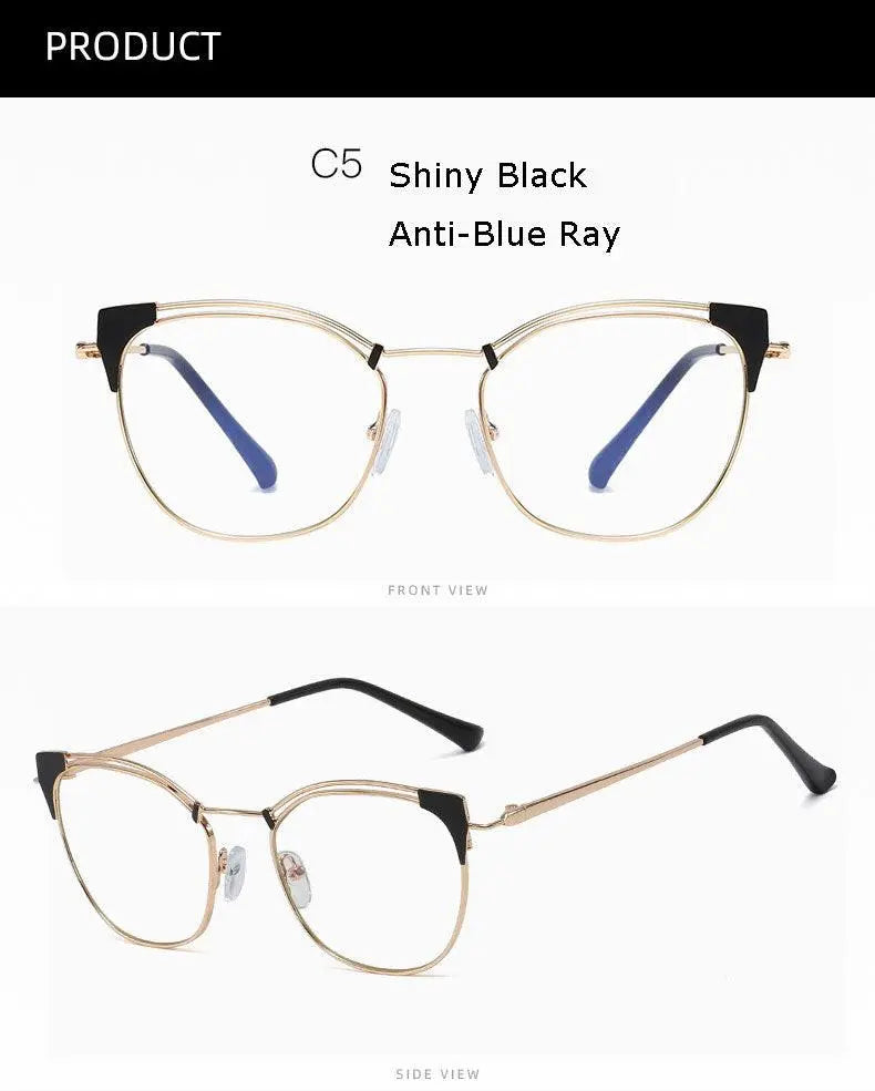Unisex Cat Eye Full Rim Alloy Prescription Glasses L95537 — view 15 | Rx Spectacle