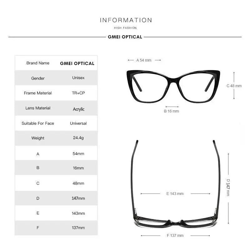 Women's Cat Eye Full Rim TR90 Prescription Glasses 2001 — view 9 | Rx Spectacle