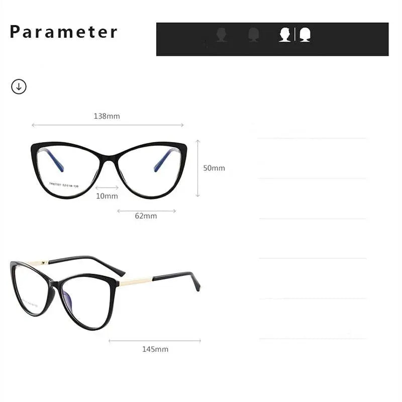 Women's Cat Eye Full Rim TR90 Prescription Glasses TR7001 — view 4 | Rx Spectacle
