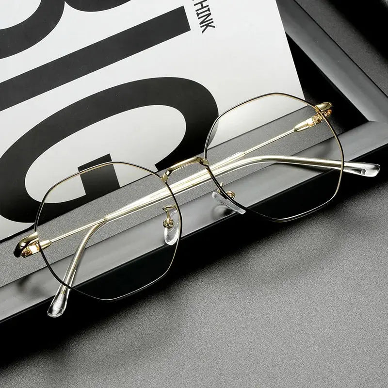 Unisex Polygon Full Rim Titanium Prescription Glasses 9039 — view 11 | Rx Spectacle