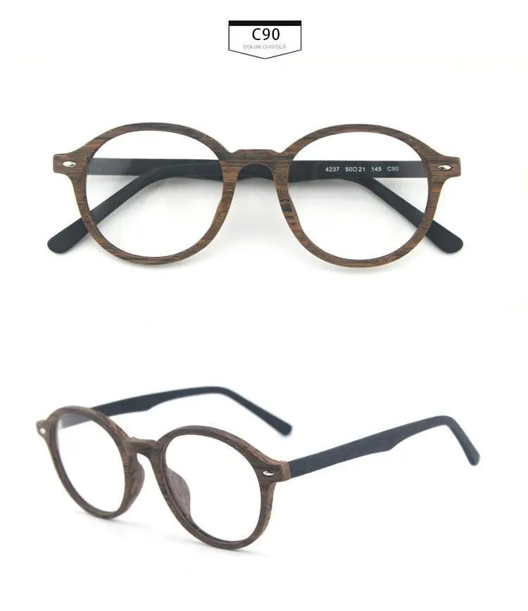 Unisex Round Full Rim Wood Prescription Glasses 4237 — view 22 | Rx Spectacle