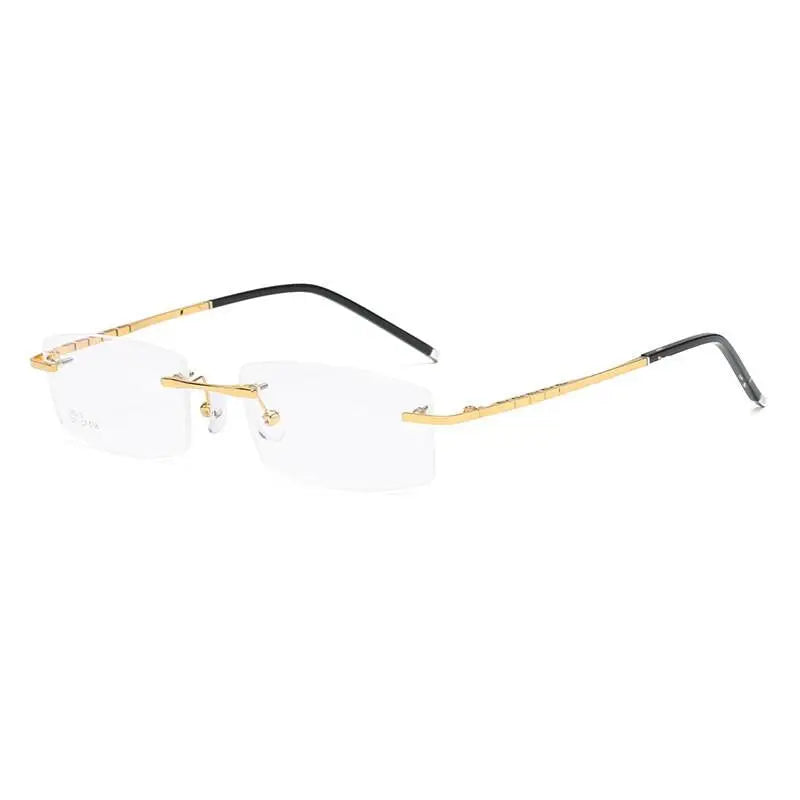 Unisex Square Rimless Titanium Prescription Glasses 58076 — view 12 | Rx Spectacle