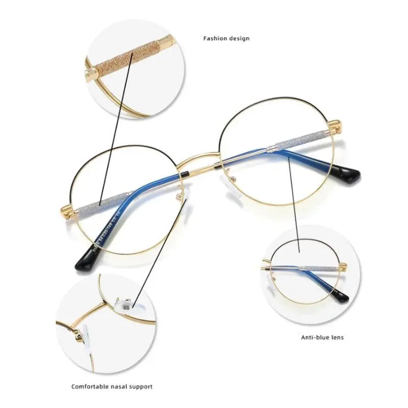 Women's Round Full Rim Alloy Prescription Glasses 95818 — view 9 | Rx Spectacle