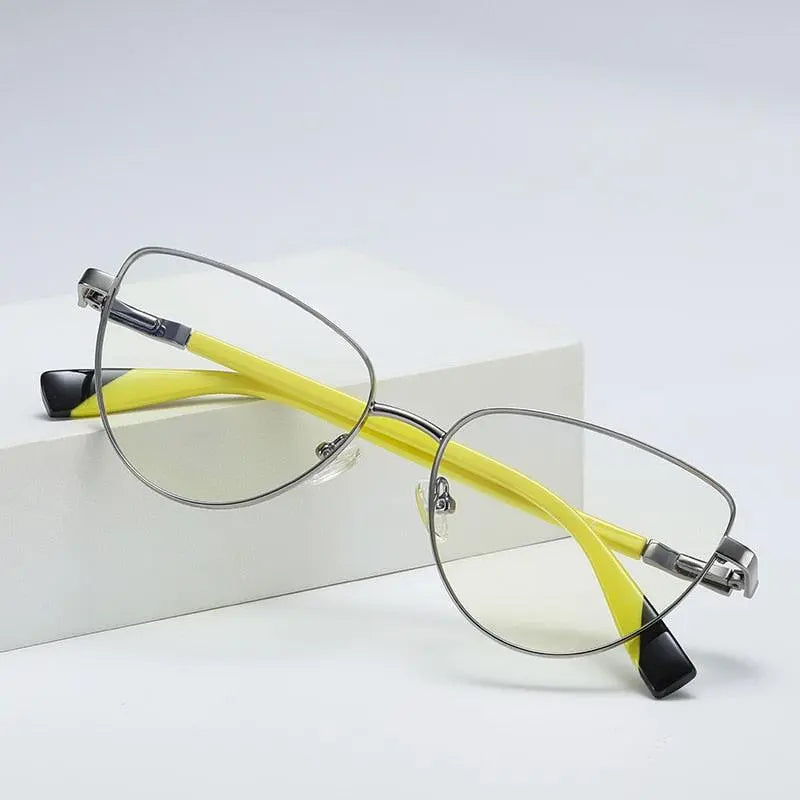 Women's Cat Eye Full Rim Alloy Prescription Glasses 3018 — view 2 | Rx Spectacle