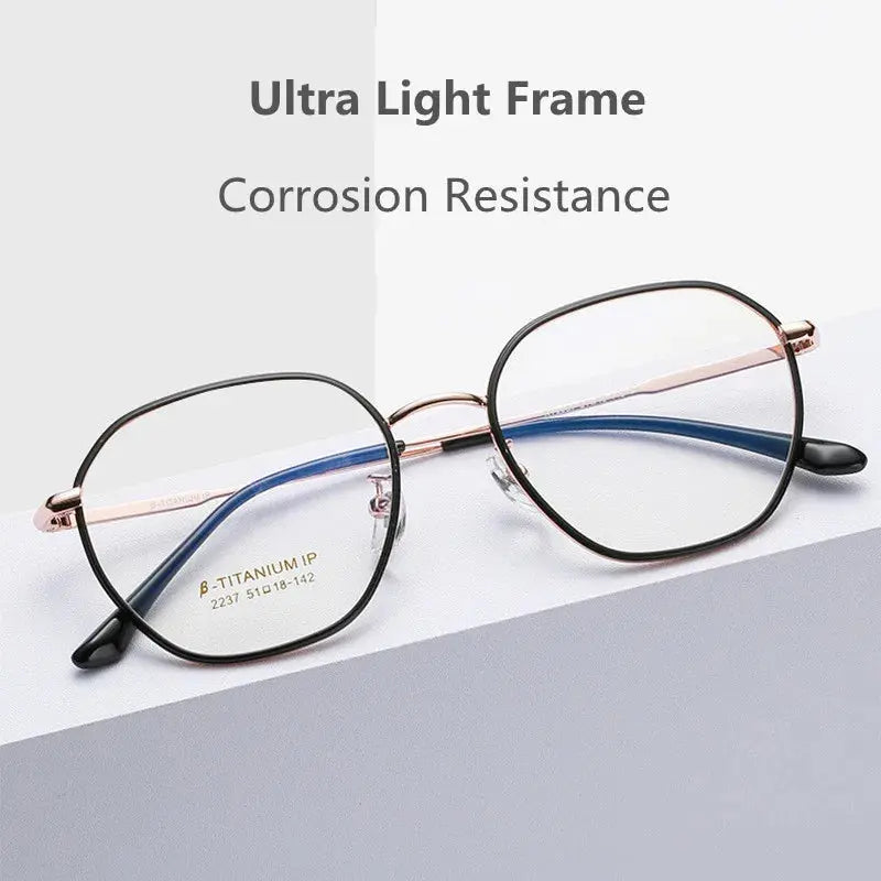Unisex Polygon Full Rim Titanium Prescription Glasses 2237 — view 3 | Rx Spectacle