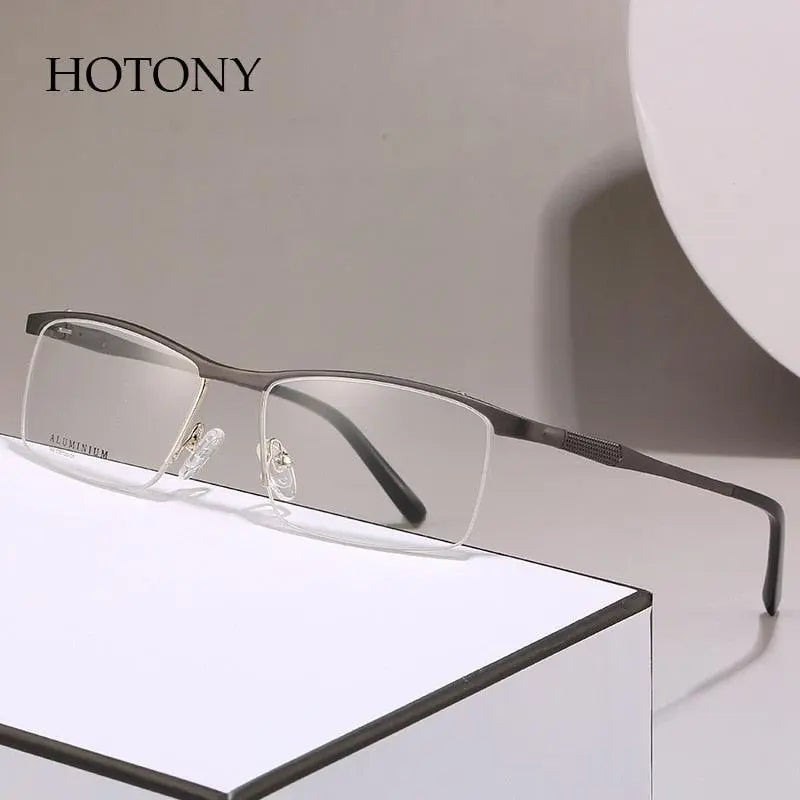 Unisex Square Semi-Rimless Alloy Prescription Glasses 6303 — view 1 | Rx Spectacle