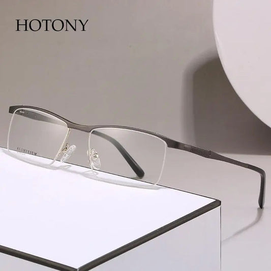 Unisex Square Semi-Rimless Alloy Prescription Glasses 6303 — view 1 | Rx Spectacle