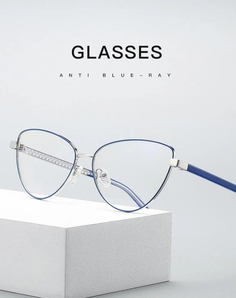 Women's Cat Eye Full Rim Alloy Prescription Glasses 3006 — view 13 | Rx Spectacle
