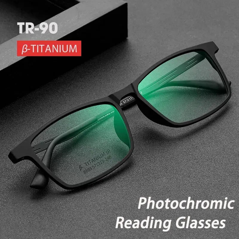 Unisex Square Full Rim Titanium Reading Glasses 9824 — view 2 | Rx Spectacle