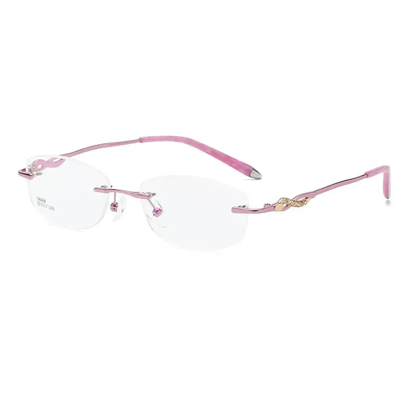 Women's Oval Rimless Alloy Prescription Glasses 58068 — view 4 | Rx Spectacle
