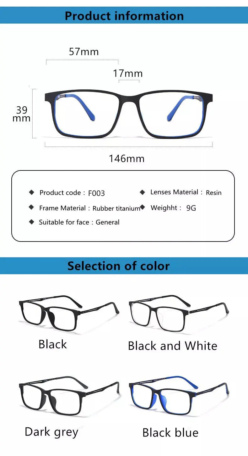 Unisex Square Full Rim Titanium Reading Glasses F3003 — view 12 | Rx Spectacle