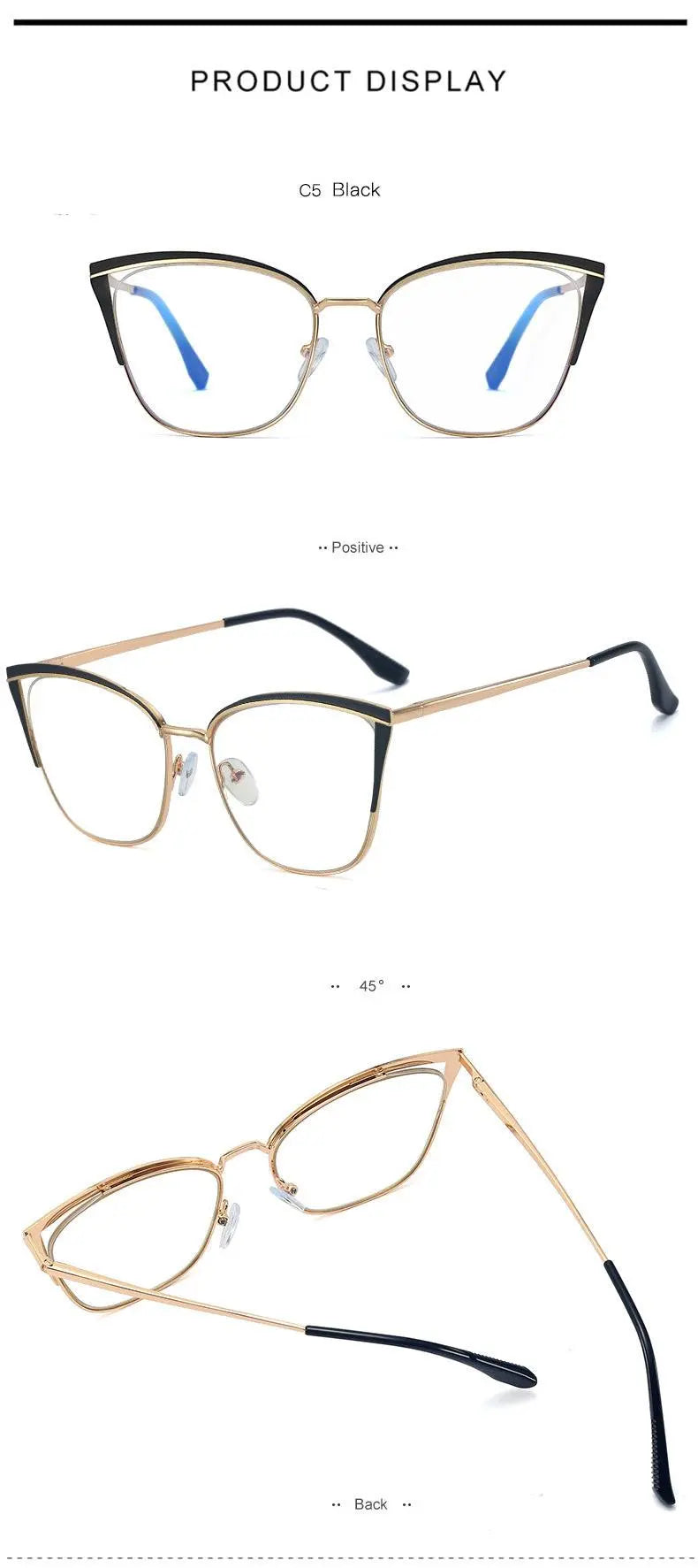 Women's Cat Eye Full Rim TR90 Prescription Glasses 95778 — view 15 | Rx Spectacle