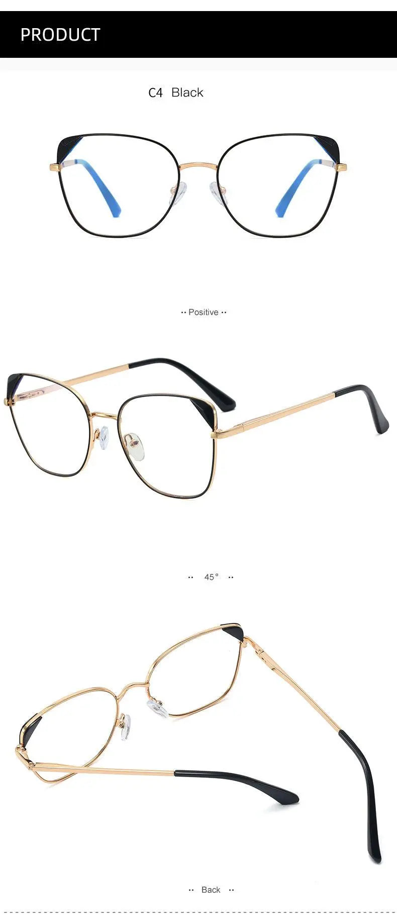 Women's Cat Eye Full Rim TR90 Prescription Glasses 95805 — view 14 | Rx Spectacle