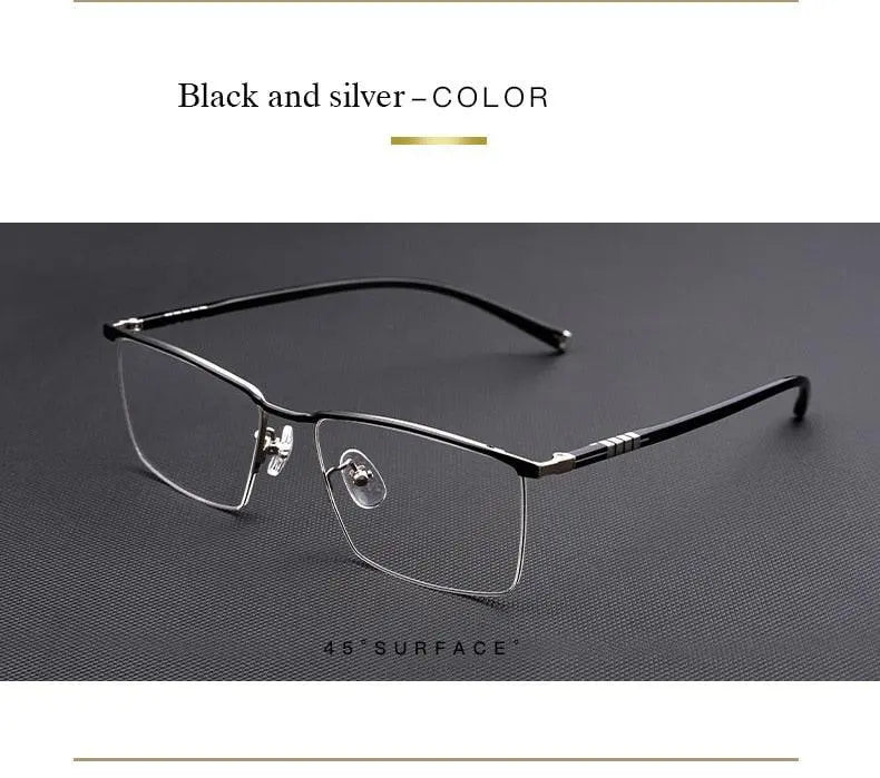 Men's Semi-Rimless Titanium Prescription Glasses P9861 — view 13 | Rx Spectacle