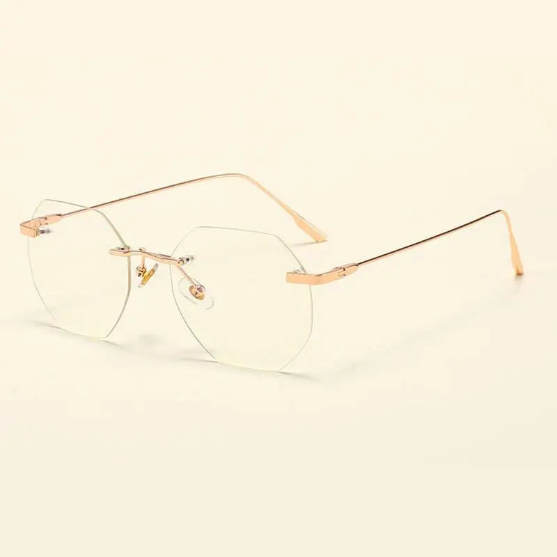 Men's Polygon Rimless Alloy Prescription Glasses 6213 — view 10 | Rx Spectacle