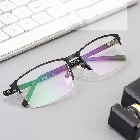 Unisex Square Semi-Rimless Alloy Prescription Glasses 8839 — view 1 | Rx Spectacle