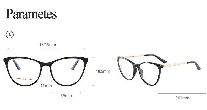 Women's Cat Eye Full Rim TR90 Prescription Glasses 7010 — view 13 | Rx Spectacle
