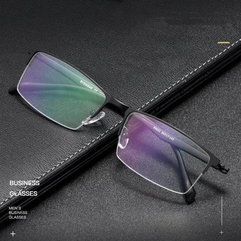 Men's Semi-Rimless Alloy Prescription Glasses 89032 — view 2 | Rx Spectacle