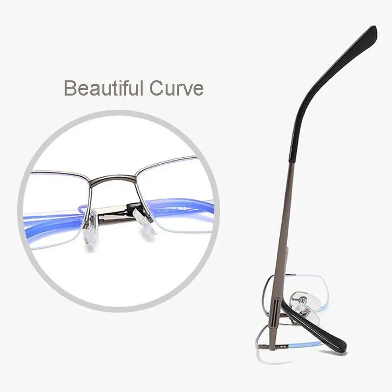 Unisex Rectangular Semi-Rimless Alloy Prescription Glasses — view 5 | Rx Spectacle