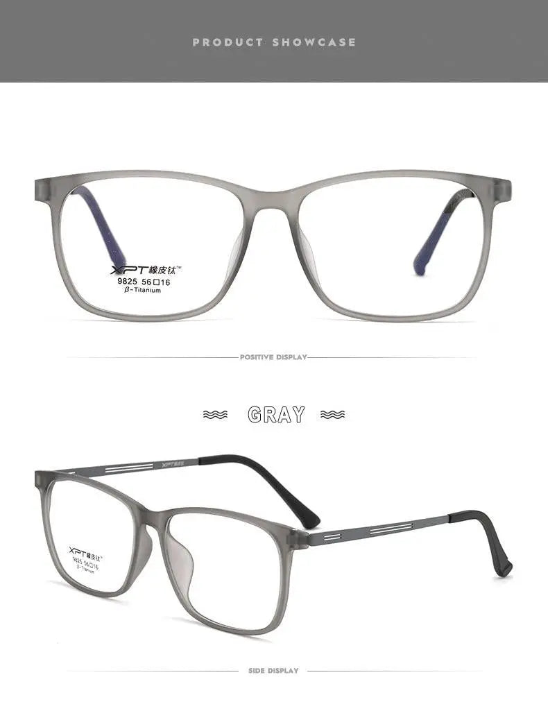 Unisex Square Full Rim Titanium Prescription Glasses 9825 — view 13 | Rx Spectacle