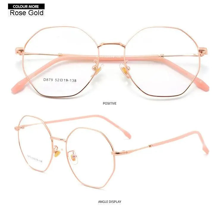 Unisex Polygon Full Rim Alloy Prescription Glasses D879 — view 14 | Rx Spectacle