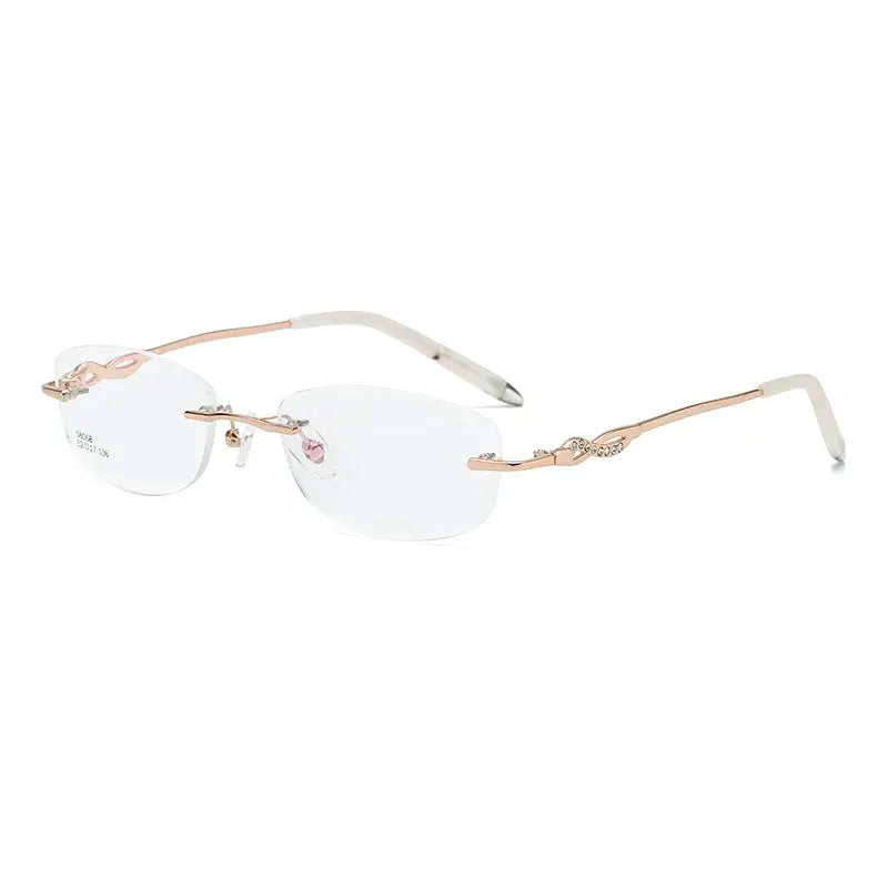 Women's Oval Rimless Alloy Prescription Glasses 58068 — view 7 | Rx Spectacle