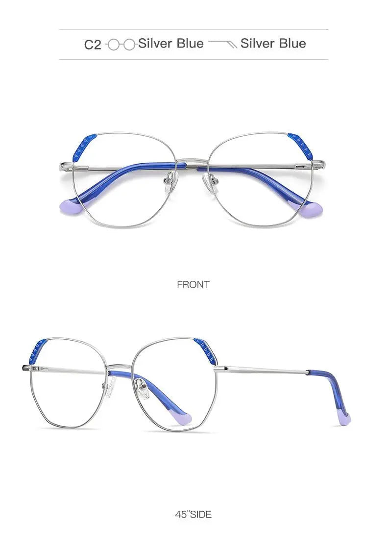 Women's Cat Eye Full Rim Alloy Prescription Glasses 3015 — view 14 | Rx Spectacle