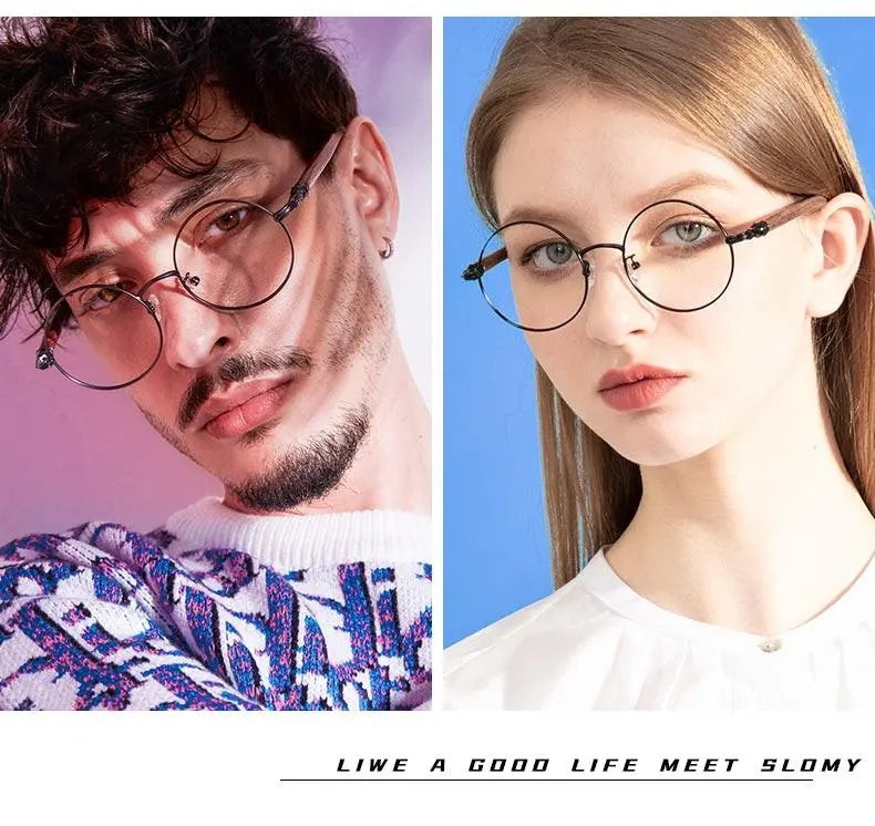 Unisex Round Full Rim Titanium Prescription Glasses 7573 — view 9 | Rx Spectacle