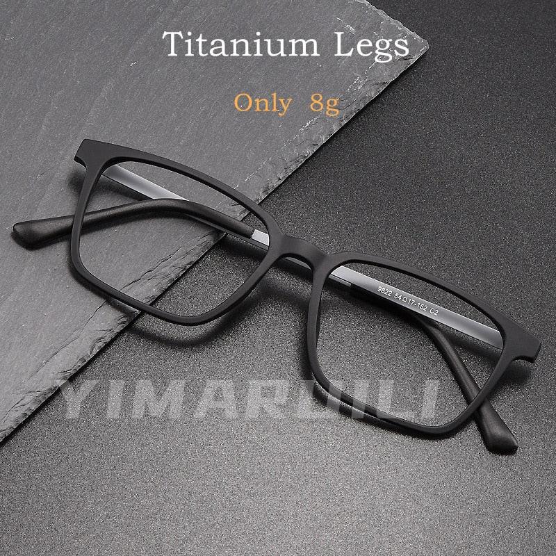 Men's Square Full Rim Titanium Prescription Glasses 9822 — view 2 | Rx Spectacle