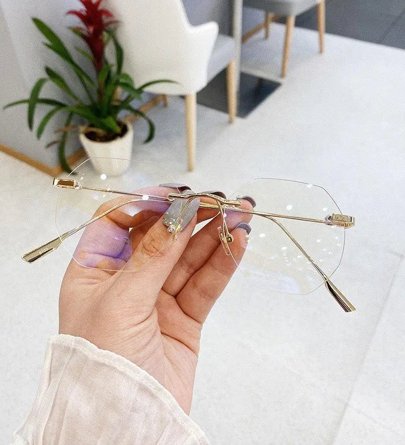 Men's Polygon Rimless Alloy Prescription Glasses 6213 — view 13 | Rx Spectacle