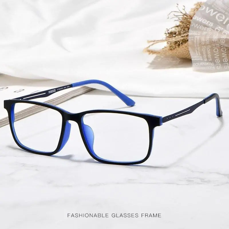 Men's Square Full Rim Titanium Prescription Glasses 8838 — view 5 | Rx Spectacle