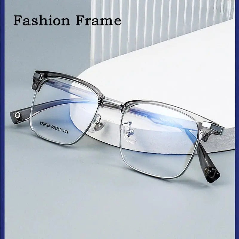 Men's Square Full Rim Alloy Prescription Glasses 8534YF — view 4 | Rx Spectacle