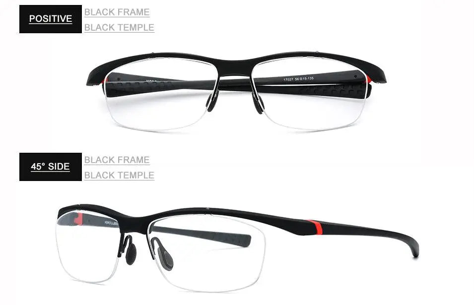 Men's Rectangular Semi-Rimless TR90 Sports Glasses 7027 — view 27 | Rx Spectacle