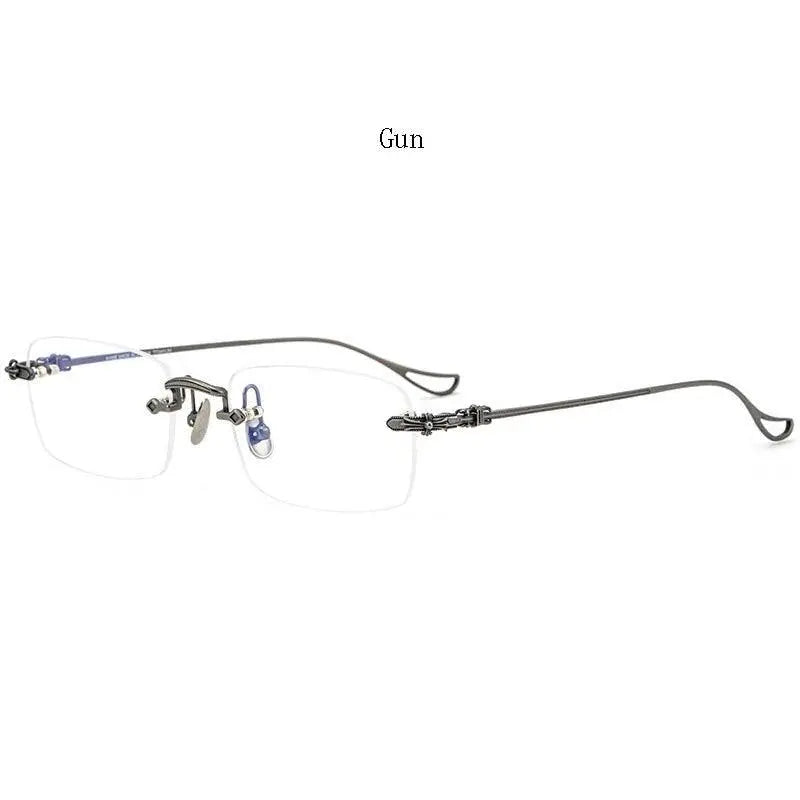 Men's Rectangular Rimless Titanium Prescription Glasses 8808 — view 7 | Rx Spectacle