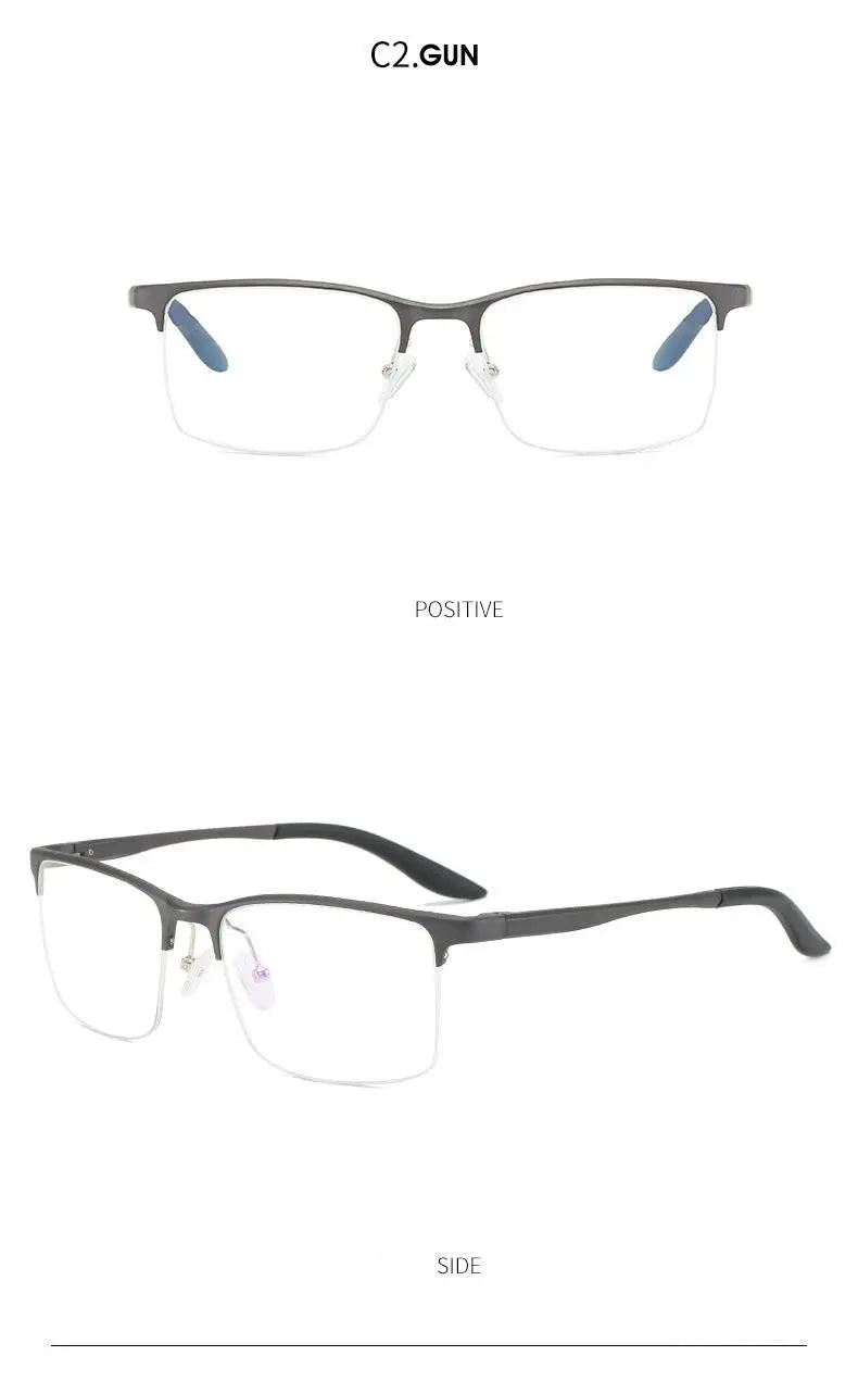 Men's Square Semi-Rimless Titanium Prescription Glasses P6325 — view 12 | Rx Spectacle