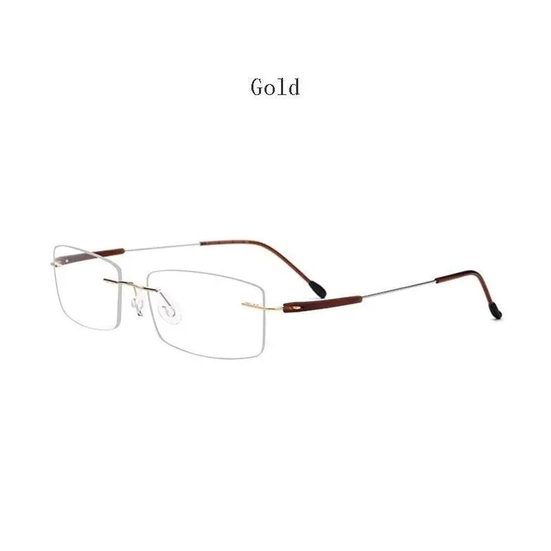 Unisex Rectangular Rimless Titanium Prescription Glasses 3125 — view 6 | Rx Spectacle