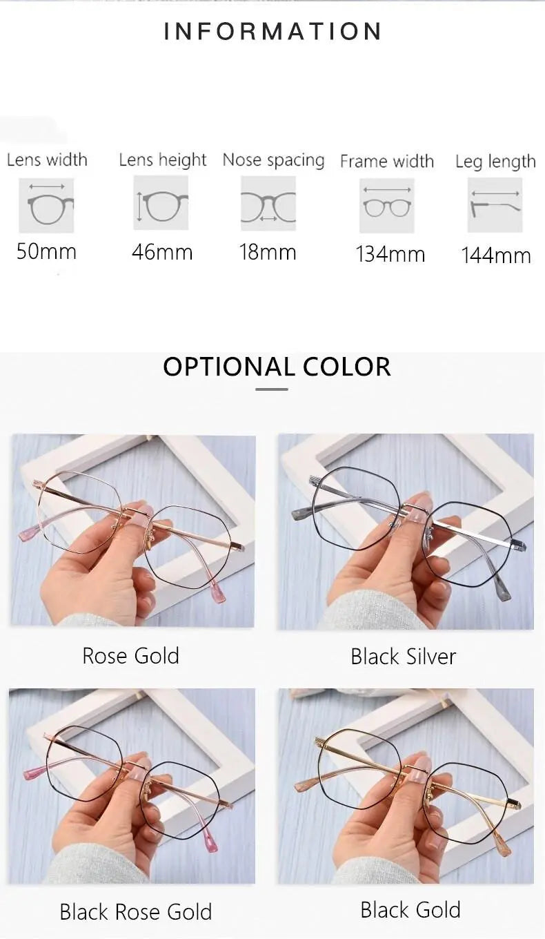 Unisex Polygon Full Rim Titanium Prescription Glasses T3903 — view 10 | Rx Spectacle