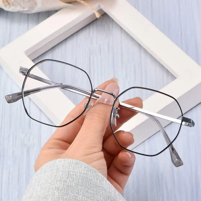 Unisex Polygon Full Rim Titanium Prescription Glasses T3903 — view 4 | Rx Spectacle