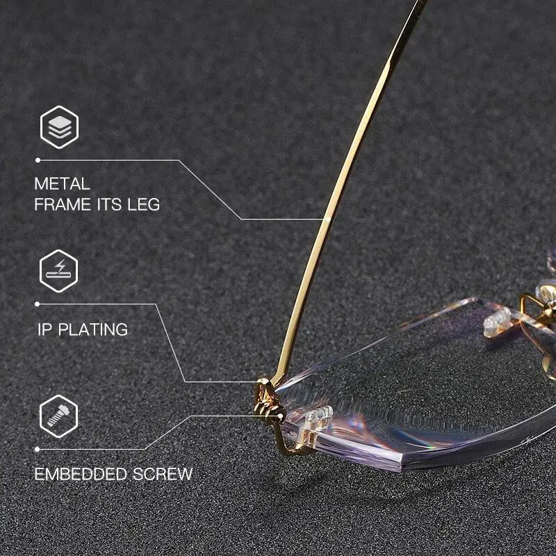 Unisex Square Rimless Titanium Reading Glasses 8581 — view 3 | Rx Spectacle
