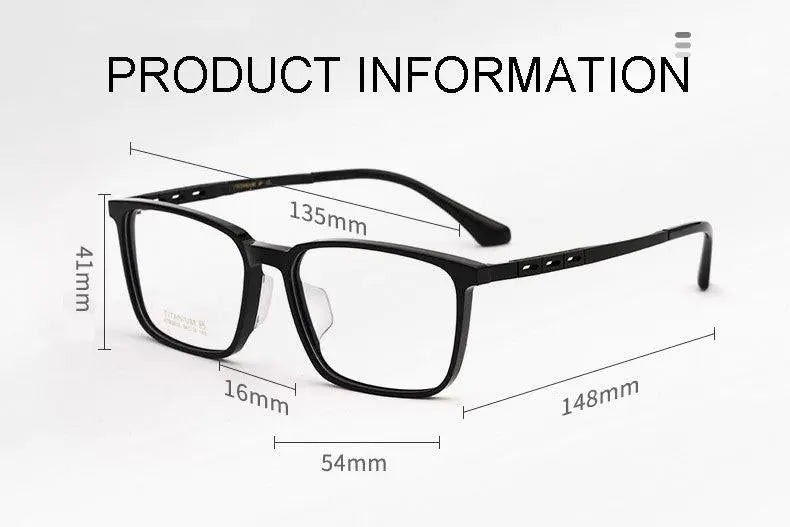 Men's Square Full Rim Titanium Prescription Glasses 5020 — view 10 | Rx Spectacle