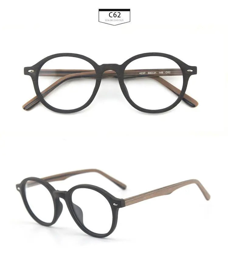 Unisex Round Full Rim Wood Prescription Glasses 4237 — view 20 | Rx Spectacle