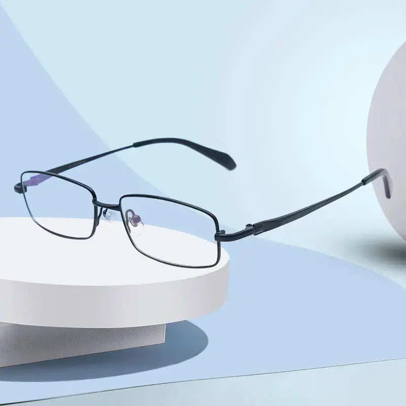 Men's Square Full Rim Titanium Prescription Glasses H9867 — view 6 | Rx Spectacle