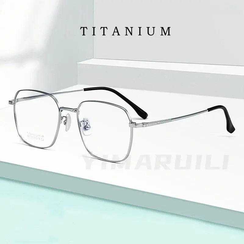Unisex Square Full Rim Titanium Prescription Glasses 88318K — view 2 | Rx Spectacle