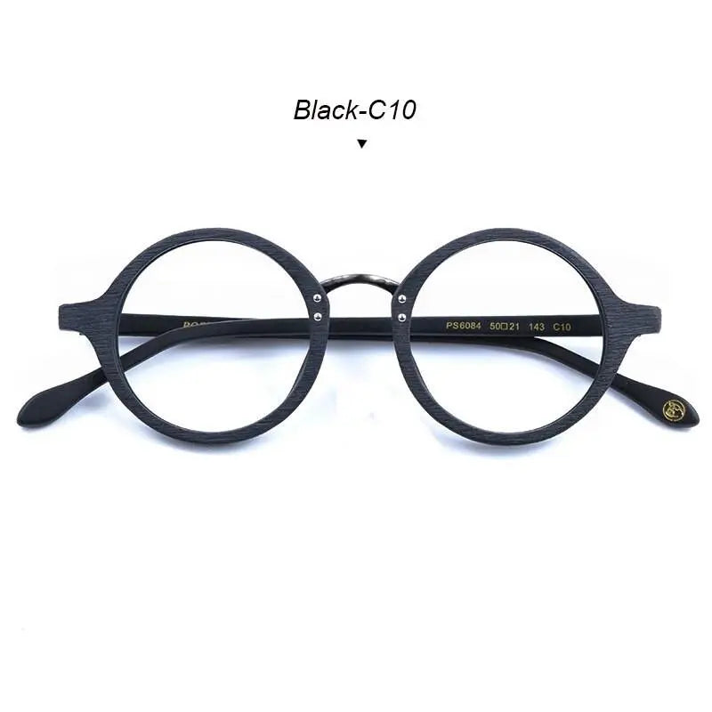 Men's Round Full Rim Wood Prescription Glasses Ps6084 — view 6 | Rx Spectacle
